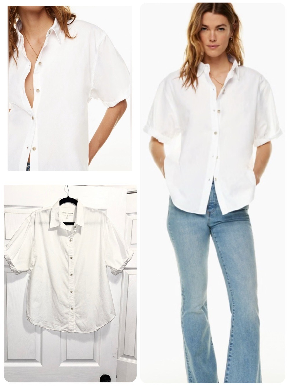 Aritzia Denim Forum The Jane Shirt White Button Up 100% Cotton Size Small